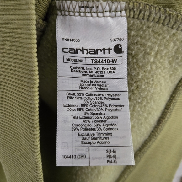 Carhartt Ladies' Sleeve Logo Crewneck Crew Sweatshirt Pullover Green Size Small - Picture 7 of 9